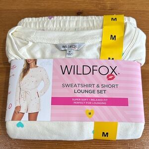 Wildfox White Sweatshirt & Short Lounge Set